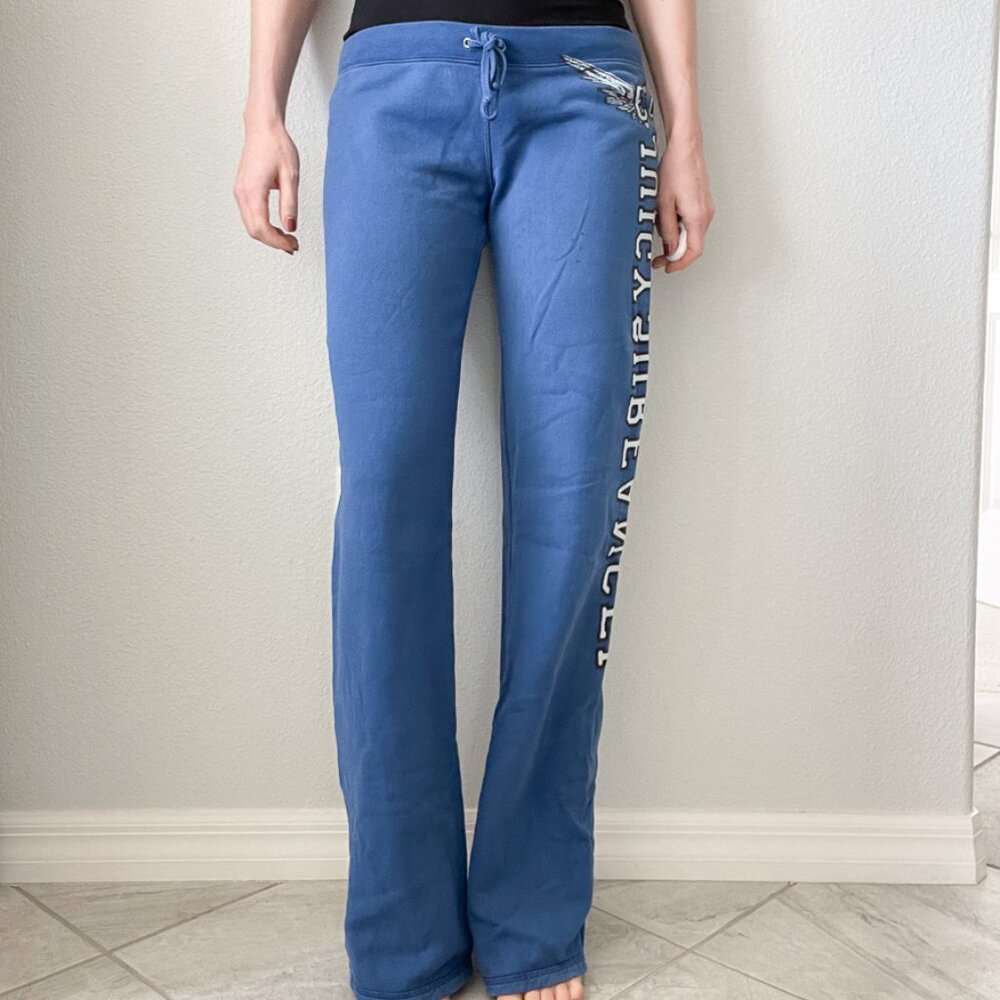 Juicy Couture Y2K Blue Surf Angel Low Rise Sweatpants Vintage OG Graphic Flare